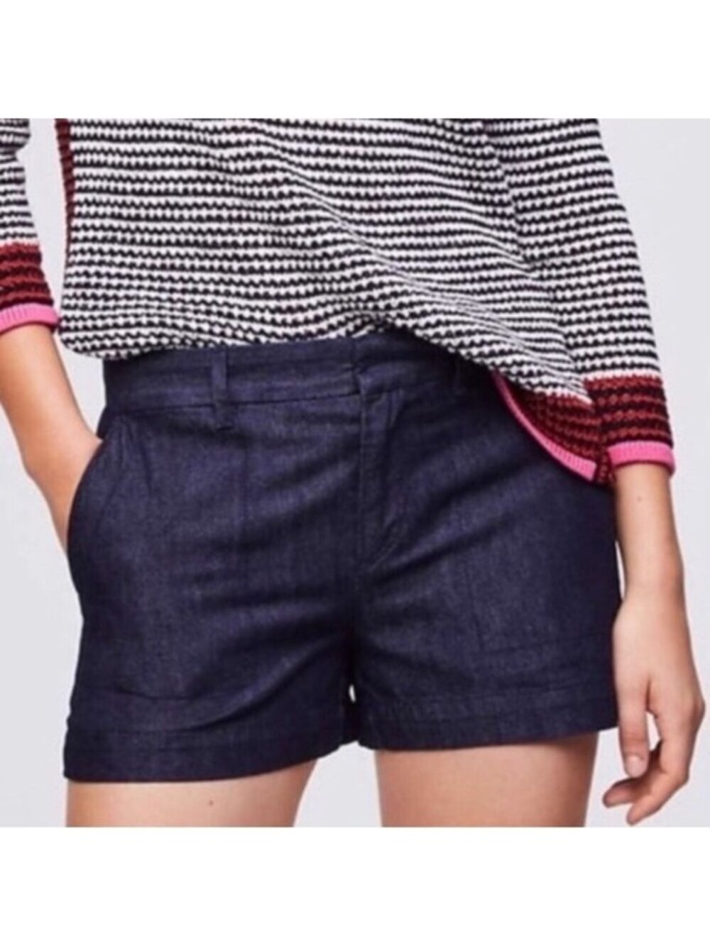 Loft DArk Indigo 6" Denim Jean Chino Shorts Women Size 14